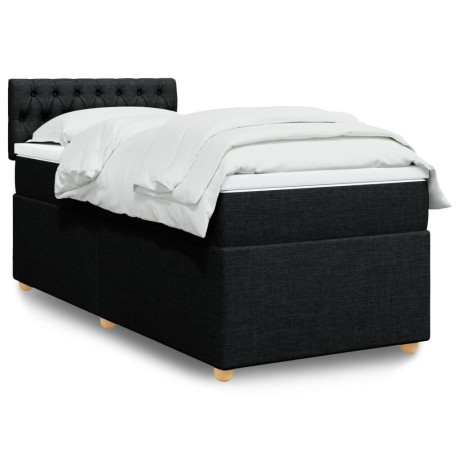 vidaXL Boxspring met matras stof zwart Single (alleen AU)