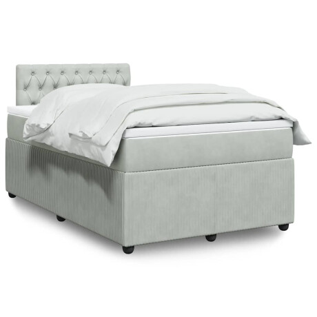 vidaXL Boxspring met matras fluweel lichtgrijs 120x190 cm