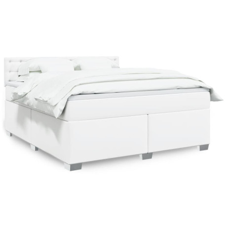 vidaXL Boxspring met matras kunstleer wit 180x200 cm