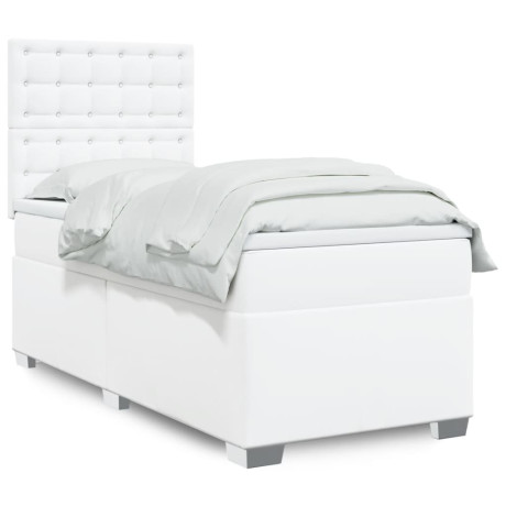 vidaXL Boxspring met matras kunstleer wit 90x190 cm