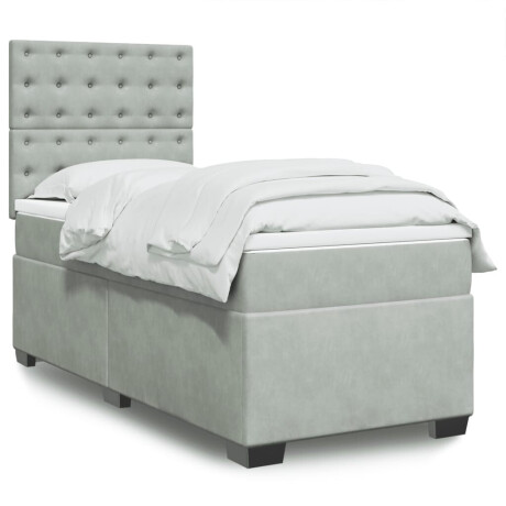 vidaXL Boxspring met matras fluweel lichtgrijs 80x200 cm