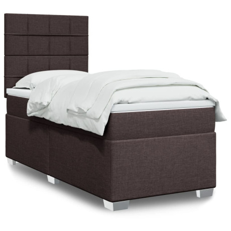 vidaXL Boxspring met matras stof donkerbruin 80x200 cm