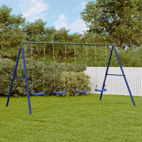 vidaXL Schommelframe voor buiten met 8 ophanghaken staal blauw