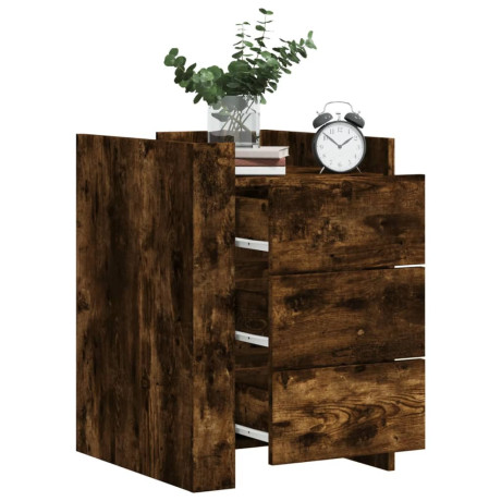 vidaXL Nachtkastje 45x50x65 cm bewerkt hout gerookt eikenkleurig