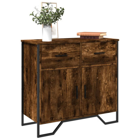 vidaXL Dressoir 79.5x35,5x74,5 cm bewerkt hout gerookt eikenkleurig