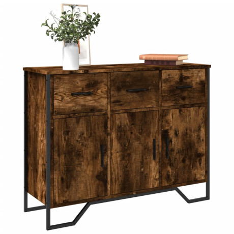 vidaXL Dressoir 97x32,5x74,5 cm bewerkt hout gerookt eikenkleurig