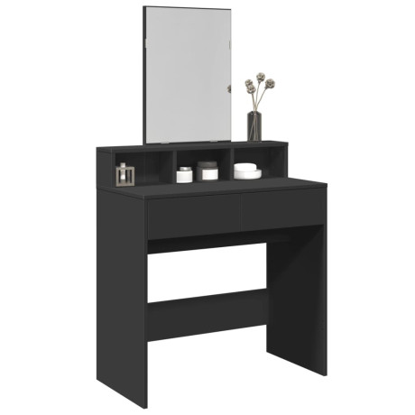 vidaXL Kaptafel met spiegel 80x41x144,5 cm zwart