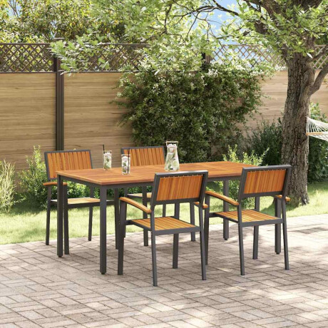 vidaXL Tuin eettafelset 5 pcs Zwart Massief Acaciahout