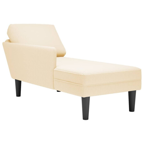 vidaXL Chaise longue met kussen corduroy stof crèmekleurig