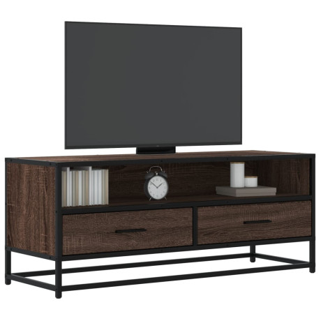 vidaXL Tv-meubel 100x34,5x40 cm bewerkt hout metaal bruin eikenkleur