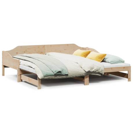 vidaXL Slaapbank met onderschuifbed 90x200 cm massief grenenhout