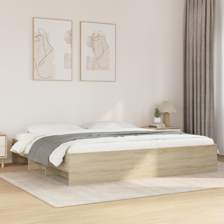 vidaXL Bedframe zonder matras 200x200cm spaanplaat sonoma eikenkleurig