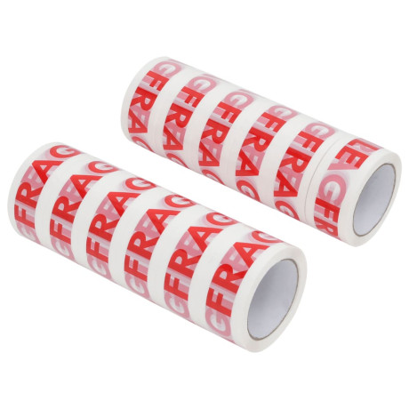 vidaXL Verpakkingstapes 12 st met FRAGILE-print 48 mmx66 m wit