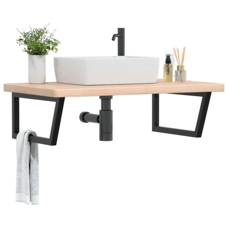 vidaXL Badkamer wandschap staal en massief eikenhout