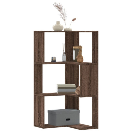 vidaXL Boekenkast 3-laags hoek 50x50x102 cm bewerkt hout bruin eiken