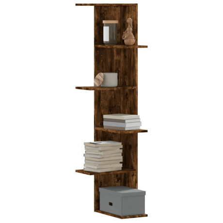 vidaXL Hoekwandschap 36,5x36,5x140 cm bewerkt hout gerookt eikenkleur