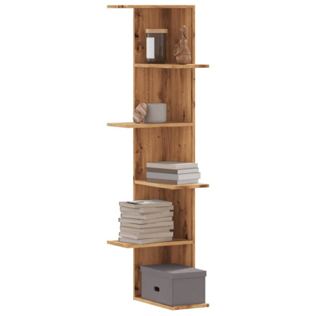 vidaXL Hoekwandschap 36,5x36,5x140 cm bewerkt hout artisanaal eiken