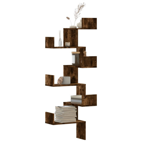 vidaXL Hoekwandschap 45x45x147 cm bewerkt hout gerookt eikenkleurig