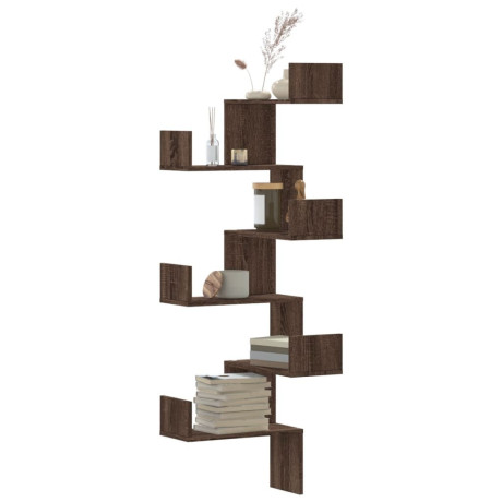 vidaXL Hoekwandschap 45x45x147 cm bewerkt hout bruin eikenkleurig