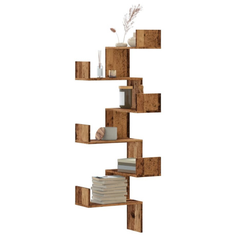 vidaXL Hoekwandschap 45x45x147 cm bewerkt hout out houtkleurig