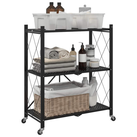 vidaXL Opbergrek op wielen 71x34x88 cm staal zwart