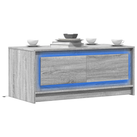vidaXL Salontafel met LED-verlichting bewerkt hout grijs sonoma eiken
