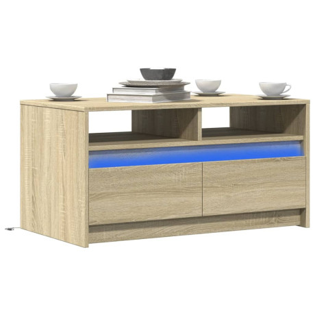 vidaXL Salontafel met LED-verlichting bewerkt hout sonoma eikenkleurig