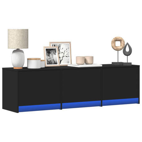 vidaXL Tv-meubel met LED 140x34x40 cm bewerkt hout zwart