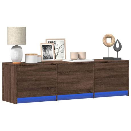 vidaXL Tv-meubel met LED 140x34x40 cm bewerkt hout bruin eikenkleurig