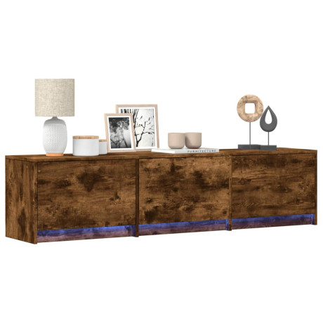vidaXL Tv-meubel met LED 165x34x40 cm bewerkt hout gerookt eikenkleur