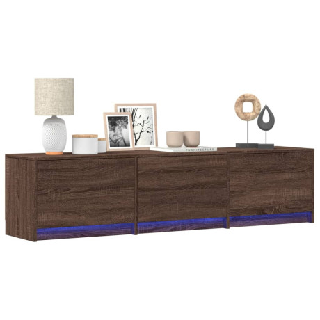 vidaXL Tv-meubel met LED 165x34x40 cm bewerkt hout bruin eikenkleurig