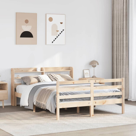 vidaXL Bedframe met hoofdbord massief grenenhout 135x190 cm