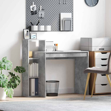 vidaXL Bureau met plank Beton Grijs 100 x 40 x 90 cm Bewerkt hout