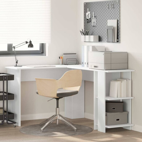 vidaXL Hoekbureau met plank Wit 140 x 113,5 x 75 cm Bewerkt hout