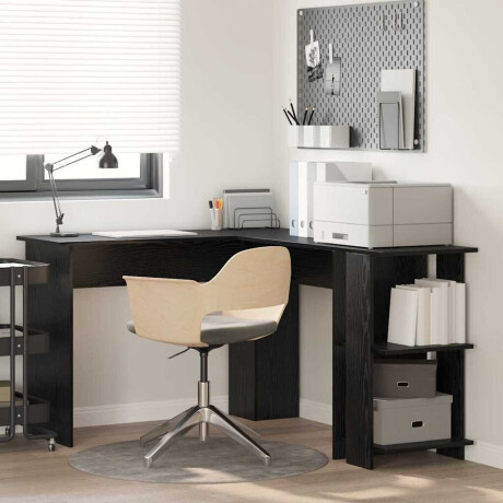 vidaXL Hoekbureau Zwart Eiken 140 x 113,5 x 75 cm Bewerkt hout