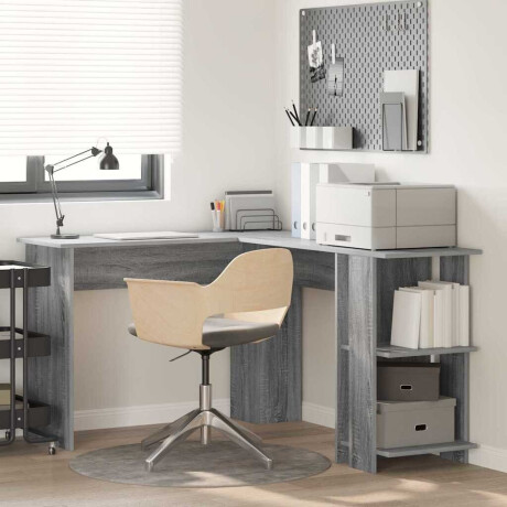 vidaXL Hoekbureau Grijs Sonoma 140 x 113,5 x 75 cm Bewerkt hout