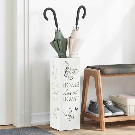 vidaXL Paraplu Standaard met opslag Wit 15,5 x 15,5 x 49 cm Metaal