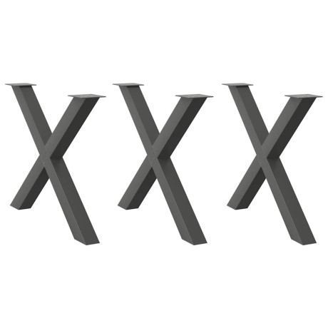 vidaXL Eettafelpoten 3 st X-vormig 90x(72-73) cm staal antraciet