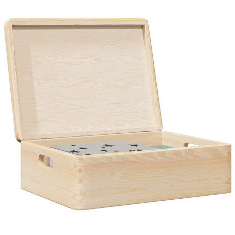 vidaXL Houten kist met deksel&handvatten 40x30x13cm massief grenenhout