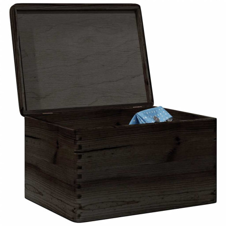 vidaXL Houten kist met deksel 40x30x23 cm massief grenenhout zwart