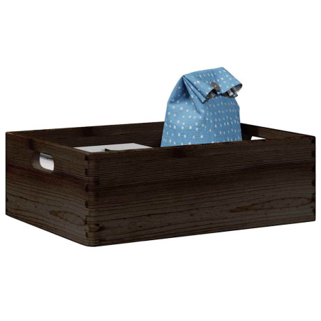 vidaXL Houten kist met handvatten 40x30x13 cm massief grenenhout zwart