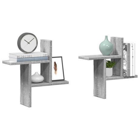 vidaXL Wandschappen 2 st 38x12x38 cm bewerkt hout grijs sonoma eiken