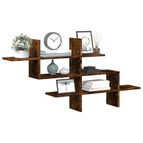 vidaXL Wandschap 124,5x18x60,5 cm bewerkt hout gerookt eikenkleurig