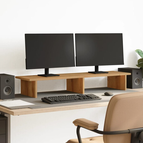 vidaXL Monitorstandaard 100x27x15 cm bewerkt hout artisanaal eiken