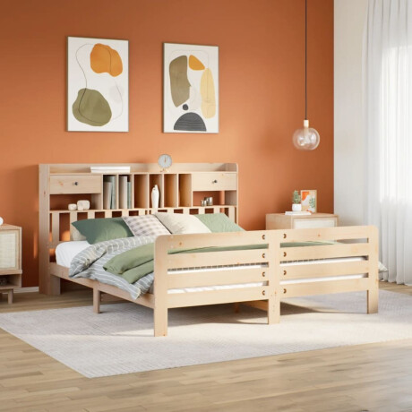 vidaXL Bed met boekenkast zonder matras massief grenenhout 180x200 cm