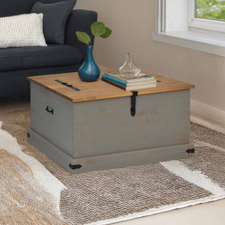 vidaXL Opbergkist HALDEN grijs 91x91x47 cm massief grenenhout