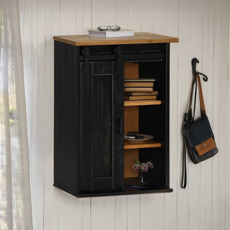 vidaXL Hangkast HALDEN met schuifdeur 49x22,5x70 cm grenenhout zwart