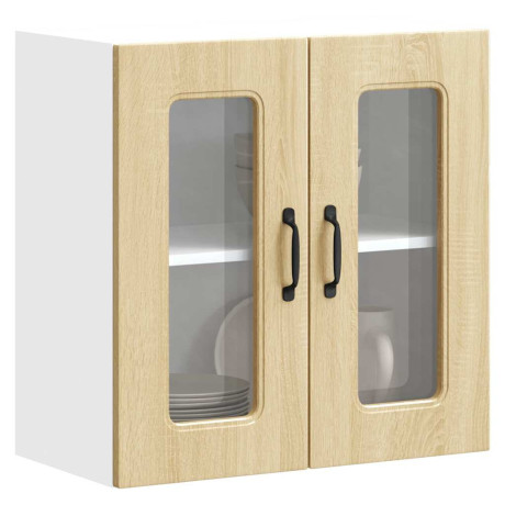 vidaXL Keukenwandkast met glazen deur bewerkt hout sonoma eikenkleur