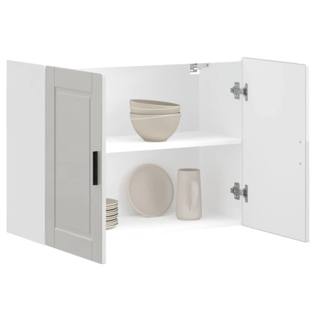 vidaXL Keukenwandkast Porto bewerkt hout hoogglans wit