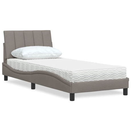 vidaXL Bed met matras stof taupe 90x200 cm